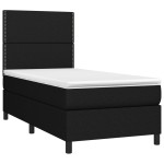 vidaXL Pat cu arcuri, saltea și LED, negru, 90x200 cm, textil