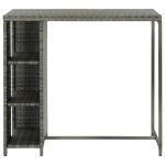 vidaXL Masă de bar cu raft de depozitare, gri 120x60x110 cm, poliratan vidaXL Masă de bar cu raft de depozitare, gri 120x60x110 cm, poliratan