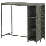 vidaXL Masă de bar cu raft de depozitare, gri 120x60x110 cm, poliratan vidaXL Masă de bar cu raft de depozitare, gri 120x60x110 cm, poliratan