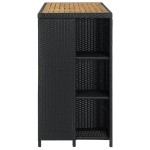 vidaXL Masă de bar cu raft de depozitare negru 120x60x110 cm poliratan