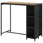 vidaXL Masă de bar cu raft de depozitare negru 120x60x110 cm poliratan