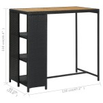 vidaXL Masă de bar cu raft de depozitare negru 120x60x110 cm poliratan