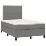vidaXL Pat cu arcuri, saltea și LED, gri închis, 120x200 cm, textil