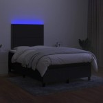 vidaXL Pat cu arcuri, saltea și LED, negru, 120x200 cm, textil vidaXL Pat cu arcuri, saltea și LED, negru, 120x200 cm, textil