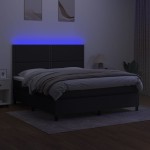 vidaXL Pat cu arcuri, saltea și LED, negru, 180x200 cm, textil vidaXL Pat cu arcuri, saltea și LED, negru, 180x200 cm, textil