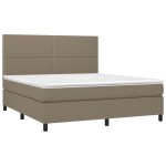 vidaXL Pat cu arcuri, saltea și LED, gri taupe, 180x200 cm, textil