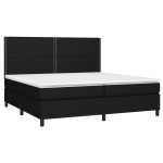 vidaXL Pat cu arcuri, saltea și LED, negru, 200x200 cm, textil