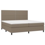 vidaXL Pat cu arcuri, saltea și LED, gri taupe, 200x200 cm, textil