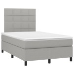 vidaXL Pat cu arcuri, saltea și LED, gri deschis, 120x200 cm, textil