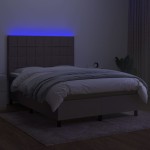 vidaXL Pat cu arcuri, saltea și LED, gri taupe, 140x190 cm, textil vidaXL Pat cu arcuri, saltea și LED, gri taupe, 140x190 cm, textil