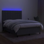 vidaXL Pat cu arcuri, saltea și LED, gri închis, 140x200 cm, textil vidaXL Pat cu arcuri, saltea și LED, gri închis, 140x200 cm, textil