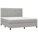 vidaXL Pat cu arcuri, saltea și LED, gri deschis, 180x200 cm, textil