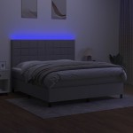 vidaXL Pat cu arcuri, saltea și LED, gri deschis, 180x200 cm, textil