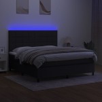 vidaXL Pat cu arcuri, saltea și LED, negru, 180x200 cm, textil vidaXL Pat cu arcuri, saltea și LED, negru, 180x200 cm, textil