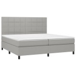 vidaXL Pat cu arcuri, saltea și LED, gri deschis, 200x200 cm, textil