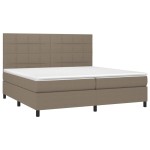 vidaXL Pat cu arcuri, saltea și LED, gri taupe, 200x200 cm, textil
