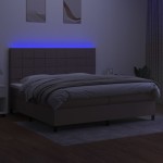vidaXL Pat cu arcuri, saltea și LED, gri taupe, 200x200 cm, textil