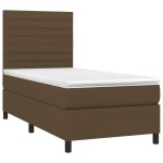 vidaXL Pat cu arcuri, saltea și LED, maro închis, 90x190 cm, textil