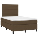 vidaXL Pat cu arcuri, saltea și LED, maro închis, 120x200 cm, textil vidaXL Pat cu arcuri, saltea și LED, maro închis, 120x200 cm, textil