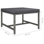 vidaXL Taburet modular cu pernă, gri, poliratan vidaXL Taburet modular cu pernă, gri, poliratan