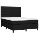 vidaXL Pat cu arcuri, saltea și LED, negru, 140x200 cm, textil vidaXL Pat cu arcuri, saltea și LED, negru, 140x200 cm, textil