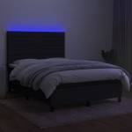 vidaXL Pat cu arcuri, saltea și LED, negru, 140x200 cm, textil vidaXL Pat cu arcuri, saltea și LED, negru, 140x200 cm, textil