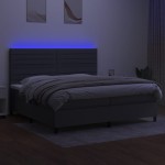 vidaXL Pat cu arcuri, saltea și LED, gri închis, 200x200 cm, textil