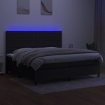vidaXL Pat cu arcuri, saltea și LED, negru, 200x200 cm, textil