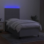 vidaXL Pat cu arcuri, saltea și LED, gri deschis, 80x200 cm, textil vidaXL Pat cu arcuri, saltea și LED, gri deschis, 80x200 cm, textil