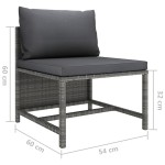 vidaXL Set canapea de grădină cu perne, 3 piese, gri, poliratan vidaXL Set canapea de grădină cu perne, 3 piese, gri, poliratan