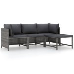 vidaXL Set mobilier de grădină cu perne, 4 piese, gri, poliratan vidaXL Set mobilier de grădină cu perne, 4 piese, gri, poliratan