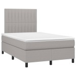 vidaXL Pat cu arcuri, saltea și LED, gri deschis, 120x200 cm, textil