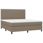 vidaXL Pat cu arcuri, saltea și LED, gri taupe, 160x200 cm, textil