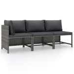 vidaXL Set mobilier de grădină cu perne, 3 piese, gri, poliratan vidaXL Set mobilier de grădină cu perne, 3 piese, gri, poliratan