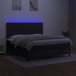 vidaXL Pat cu arcuri, saltea și LED, negru, 180x200 cm, textil