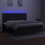 vidaXL Pat cu arcuri, saltea și LED, negru, 200x200 cm, textil