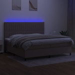 vidaXL Pat cu arcuri, saltea și LED, gri taupe, 200x200 cm, textil