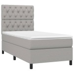 vidaXL Pat cu arcuri, saltea și LED, gri deschis, 80x200 cm, textil vidaXL Pat cu arcuri, saltea și LED, gri deschis, 80x200 cm, textil