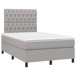 vidaXL Pat cu arcuri, saltea și LED, gri deschis, 120x200 cm, textil