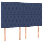 vidaXL Pat cu arcuri, saltea și LED, albastru, 140x190 cm, textil