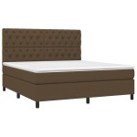 vidaXL Pat cu arcuri, saltea și LED, maro închis, 160x200 cm, textil vidaXL Pat cu arcuri, saltea și LED, maro închis, 160x200 cm, textil
