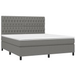 vidaXL Pat cu arcuri, saltea și LED, gri închis, 180x200 cm, textil