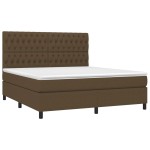 vidaXL Pat cu arcuri, saltea și LED, maro închis, 180x200 cm, textil vidaXL Pat cu arcuri, saltea și LED, maro închis, 180x200 cm, textil