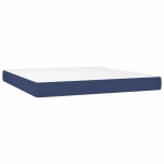 vidaXL Pat cu arcuri, saltea și LED, albastru, 180x200 cm, textil