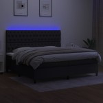 vidaXL Pat cu arcuri, saltea și LED, negru, 200x200 cm, textil