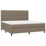 vidaXL Pat cu arcuri, saltea și LED, gri taupe, 200x200 cm, textil