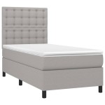 vidaXL Pat cu arcuri, saltea și LED, gri deschis, 80x200 cm, textil vidaXL Pat cu arcuri, saltea și LED, gri deschis, 80x200 cm, textil