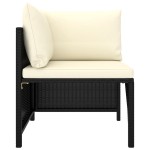 vidaXL Set mobilier de grădină cu perne, 4 piese, negru, poliratan vidaXL Set mobilier de grădină cu perne, 4 piese, negru, poliratan