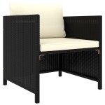 vidaXL Set mobilier de grădină cu perne, 4 piese, negru, poliratan vidaXL Set mobilier de grădină cu perne, 4 piese, negru, poliratan