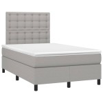 vidaXL Pat cu arcuri, saltea și LED, gri deschis, 120x200 cm, textil
